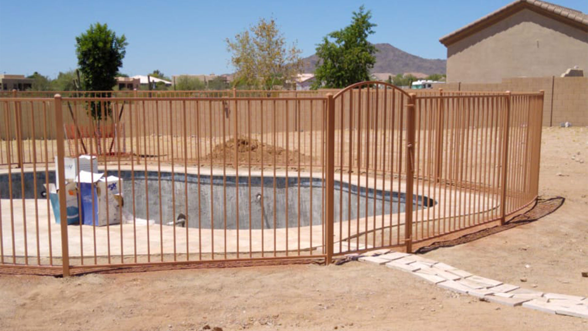 custom fence installation at house swimming pool phoenix az