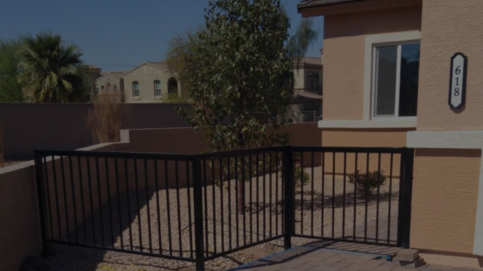 custom small iron fence installed at house backyard phoenix az